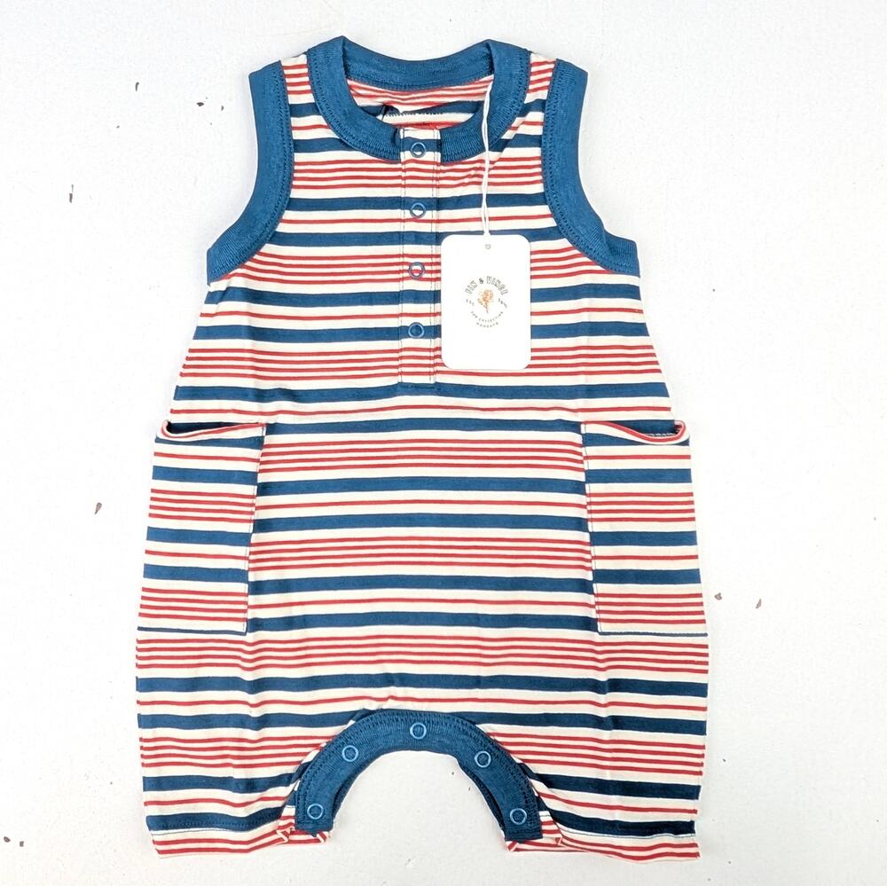Fin & Vince Americana Shorts Romper - 6-12 Months